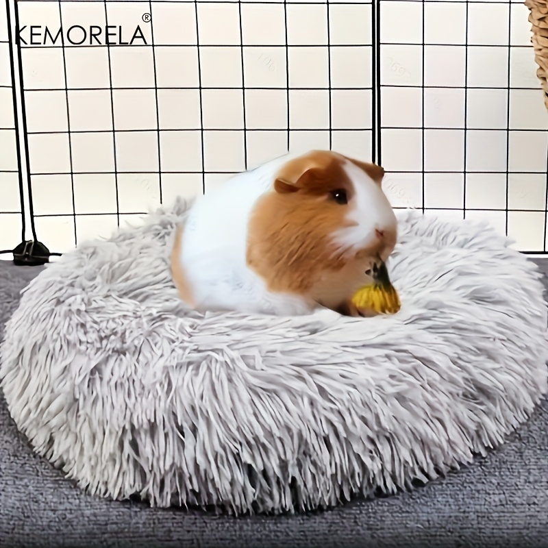 KEMORELA 1pc Ultra-Soft Plush Small Pet Nest - Cozy, Warm Hamster Sleeping Bed with Non-Slip Bottom & Insulated Padding, Perfect for Guinea & Small Animals, Round Light Blue Fluffy Design