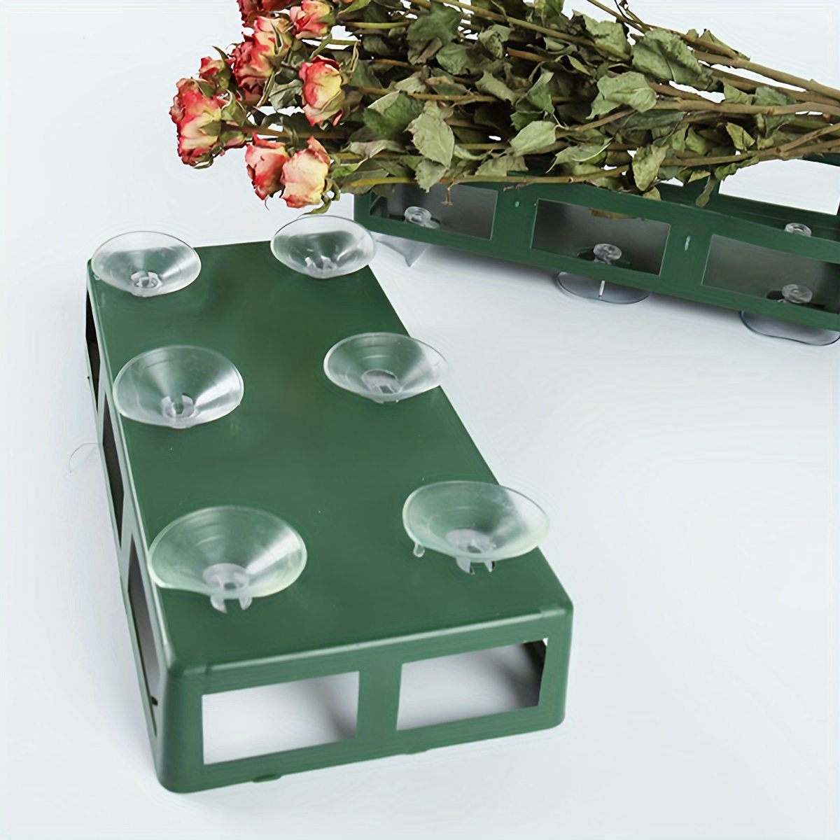 

1pc, Rectangular Six-suction Cup Floral Foam Holder, 23x11.5x4cm Wedding Car Decoration, Green Plastic Oasis For Flower Arrangement