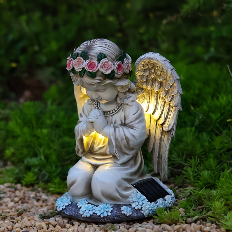 Garden Figurines Angel Garden Statue Outdoor Decor, Solar Powered Sculpture shops