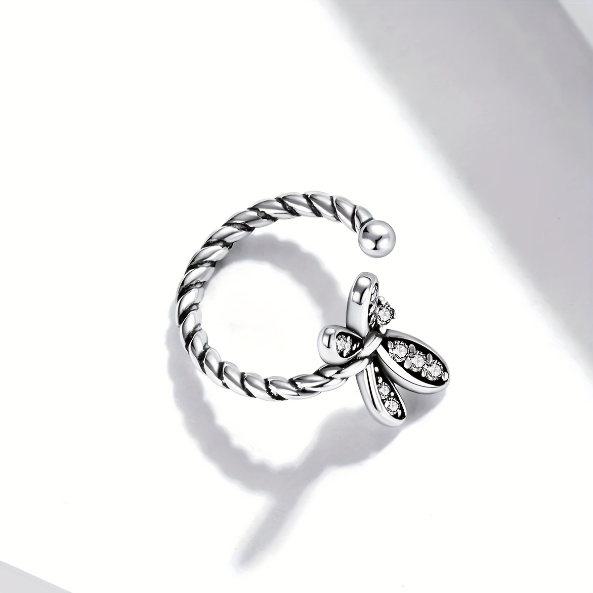 925 Silver Dragonfly Ear Cuff Earring with Zirconia Inlay