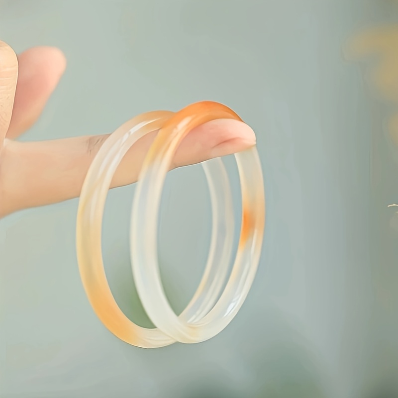 Women's Elegant Natural Stone Bangle, Transparent Ice Pattern