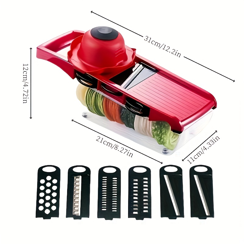 Image of 1 Set Of Vegetable , Multi- Slicer, Manual Food Grater, Vegetable Slicer, Knives And Containers, Onion With Multiple Interchangeable , Household Potato , Kitchen Things, Kitchen Gadgets
