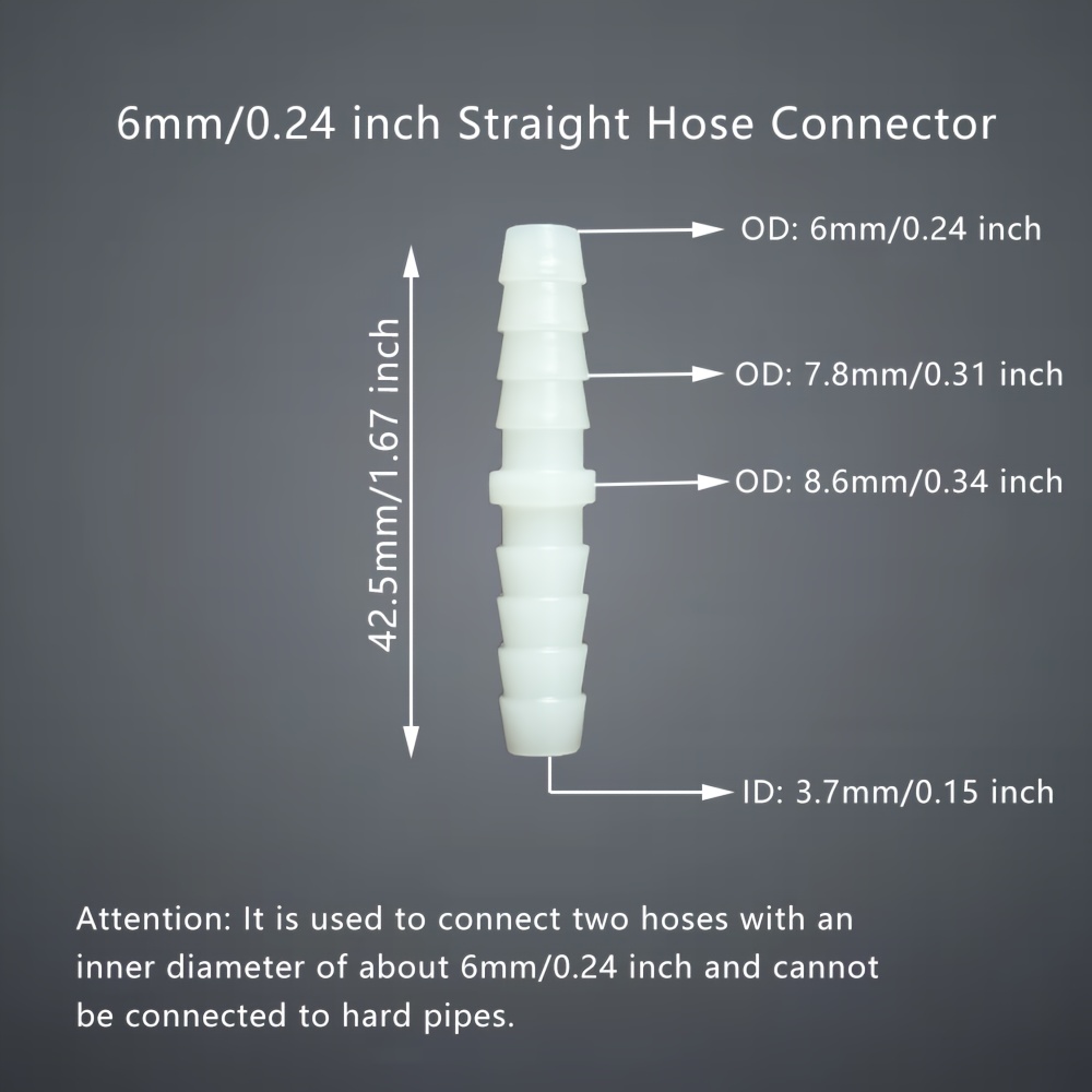 Straight-through Diameter Plastic Joint Hose 5pcs (pack Of 5)