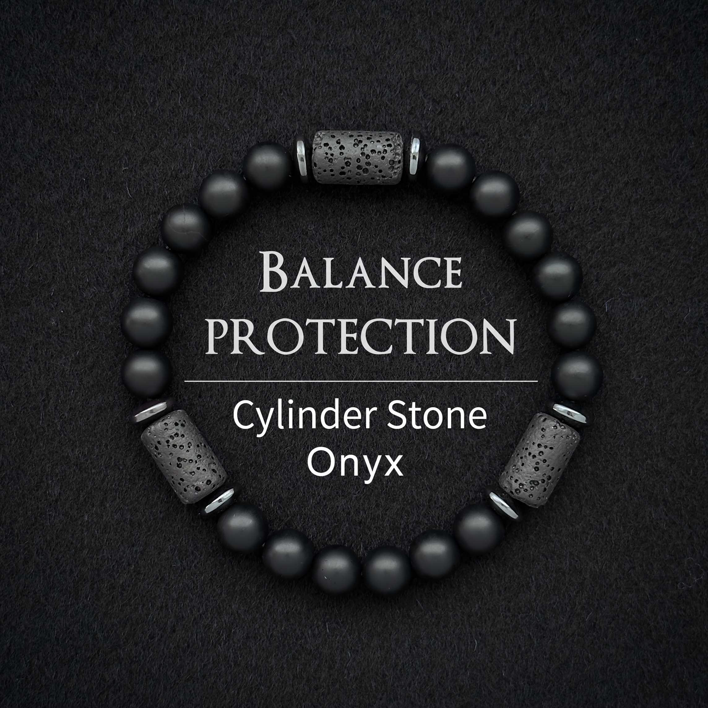 Matte Black Onyx Bracelet, Cylinder Stone Bracelet, Men Bracelet, Women Bracelet, Gift For Man/boyfriend/father, 1pc