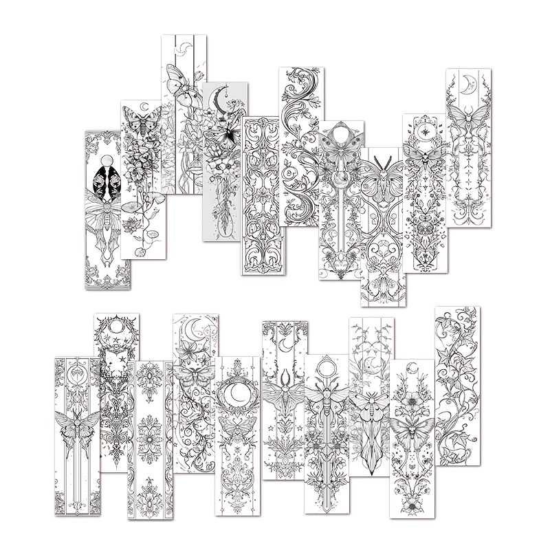 TEMU 20pcs Marque-pages de lecture à colorier avec motif de maison, papillon et lune, cadeau pour la réduction du stress, clips de page de décoration