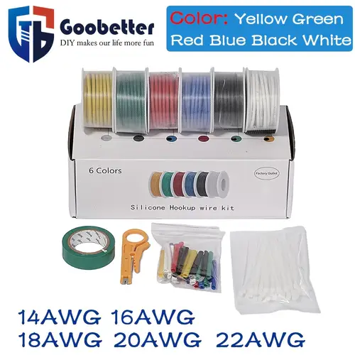 14awg 16awg 18awg 20awg 22awg wire spool kit 16 4ft 32 8ft each 6 colors flexible 14 22 gauge silicone wire kit electrical copper wire for led lighting electrical equipment