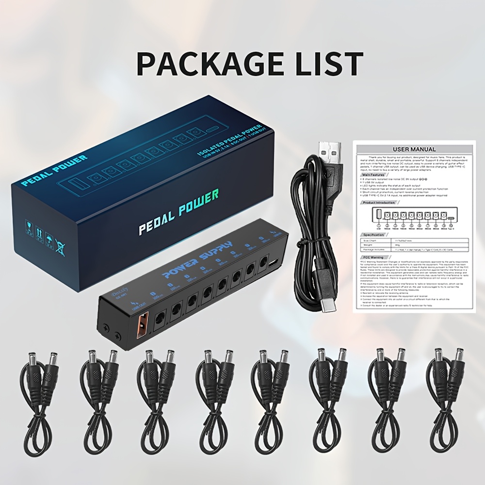 TEMU 9V 8 Sortie Isolée Alimentation pour Effet de Guitare, Adaptateur d'Effet, Convient aux et Équipements d'Enregistrement