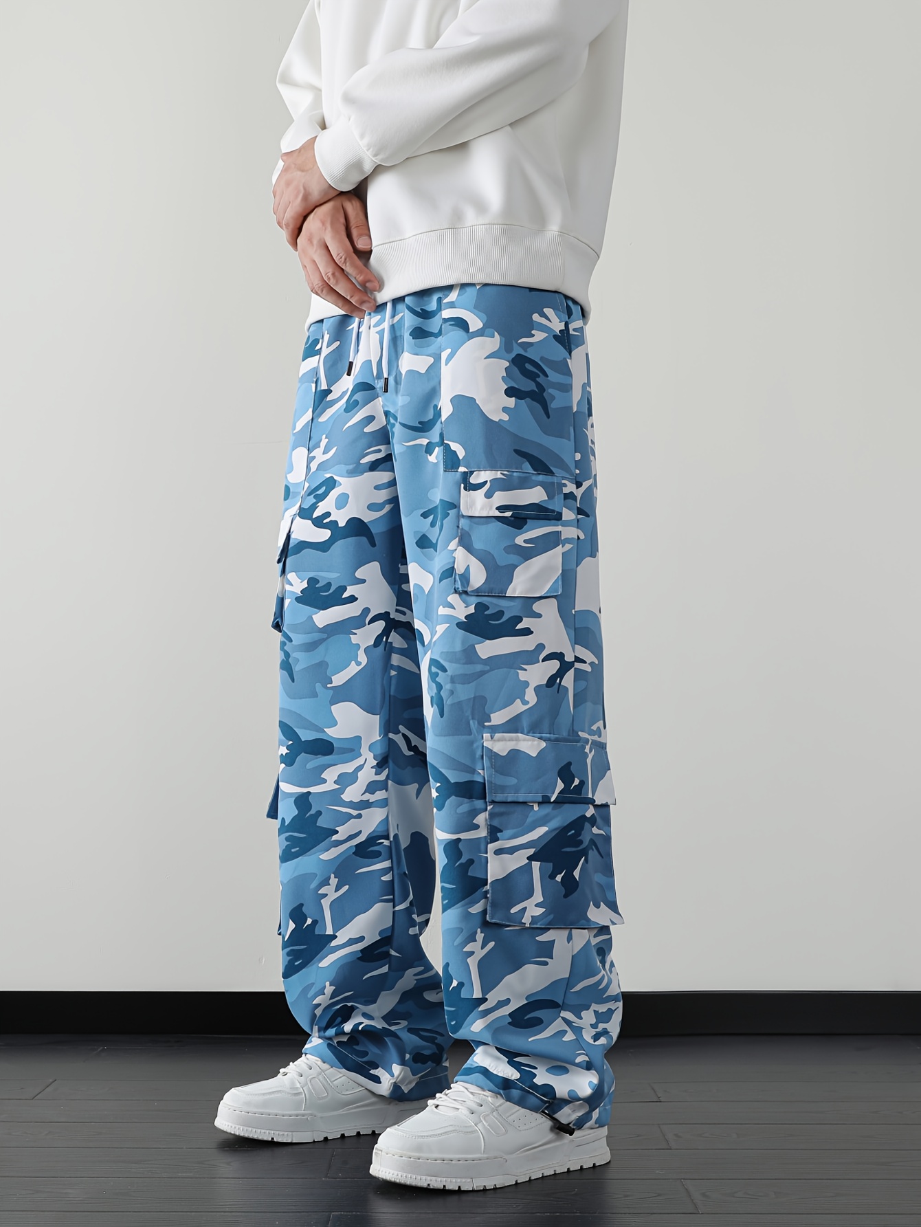 OBM *'s American Streetwear Camo Pants Loose Fit Multi-Pocket Camouflage  Trousers for Outdoor Hiking Style Parties, Spring Summer