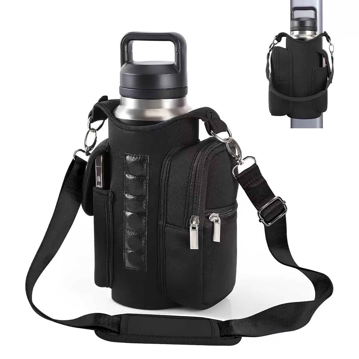 Magnetic Water Bottle Carrier Bag, Multi-pocket Gym Crossbody Organizer For Phone, Keys & Earbuds, Pouch With Shoulder Strap