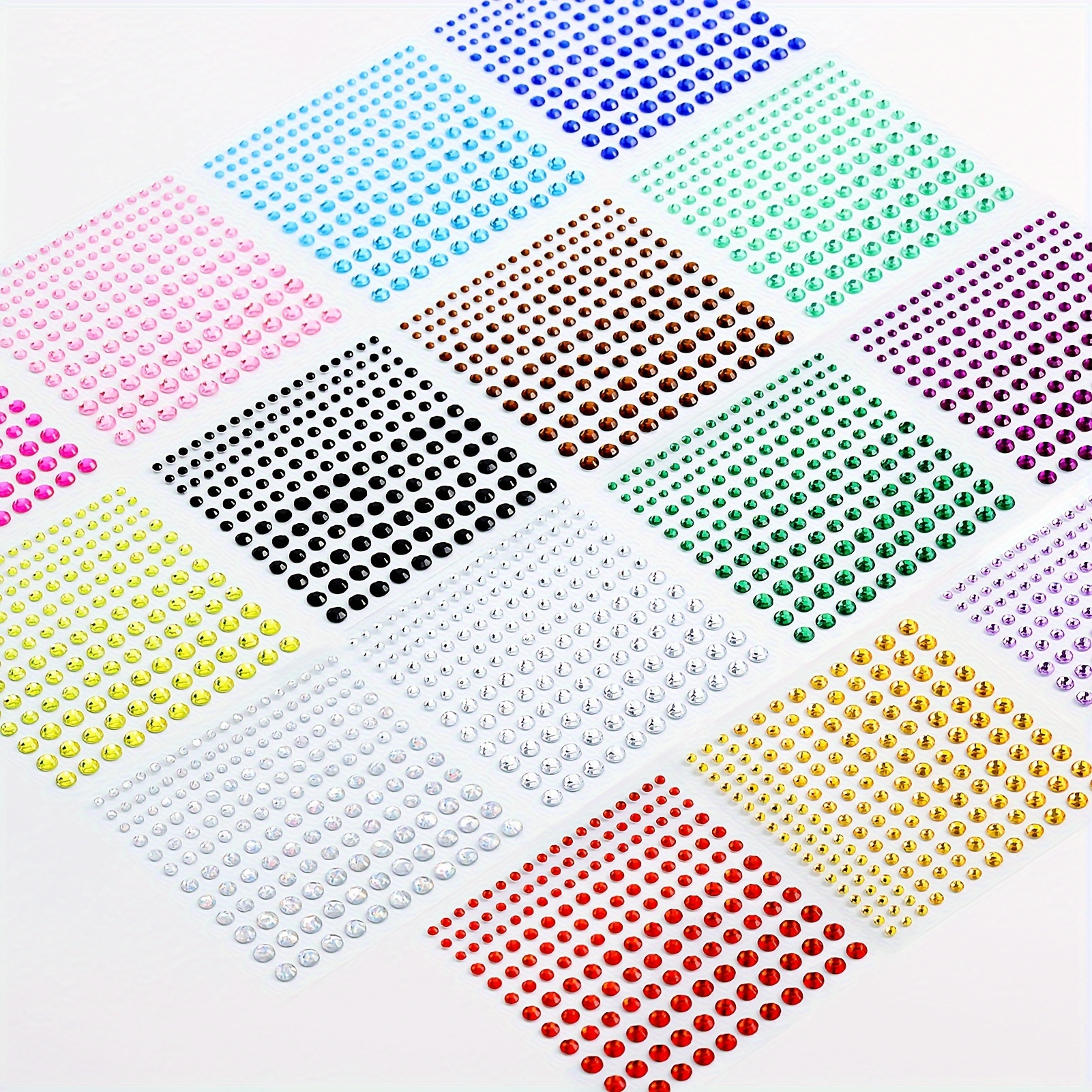 2478pcs Self-adhesive Facial Gem Stickers, 15 Rhinestone Gem Stickers, 4 Sizes Of Self-adhesive Rhinestones For Crafts Decoration, Artistic Nail Art, Holiday Greeting Cards, Body Painting