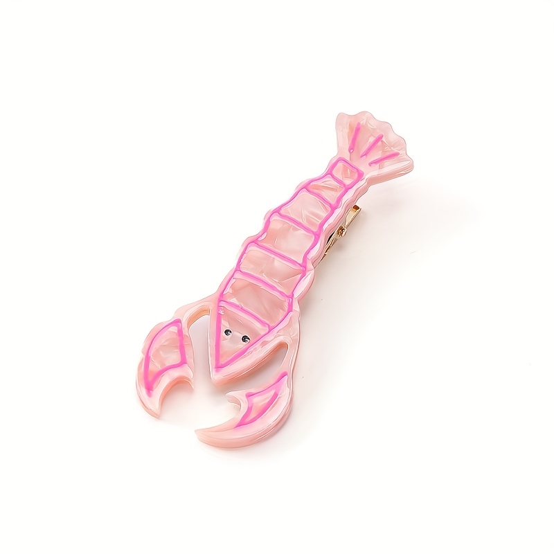 Image of 1 Pink Bangs Clip, Creative Lobster-shaped Acetate Hairpin For Flyaways With Cute Design - Perfect Cosplay Birthday Party Accessory And Stylish Women's, I Beautiful This Summer