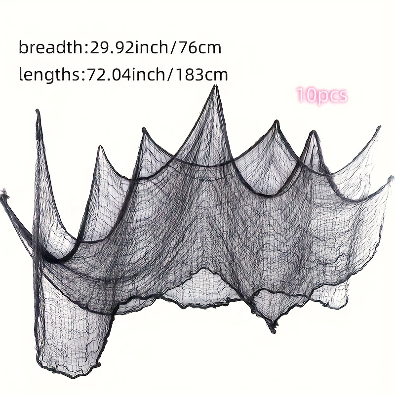 1pc/10pcs Black & White + Spider Web Mesh, Dark Gothic Style with Sheer Fabric and Irregular Netting / Wrinkled Drape Effect for a Lightweight Transparent Look - Perfect Halloween Decor to Create Mystery Atmosphere: Ideal Party Props or Porch Staircase Adornment