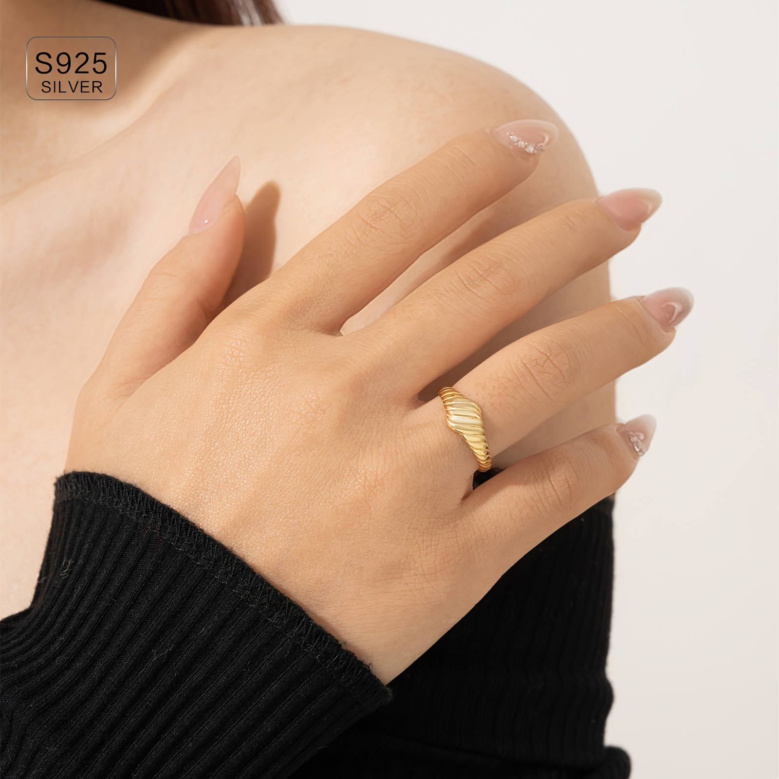 Women's Stylish Horn Design Open Ring, 925 Silver