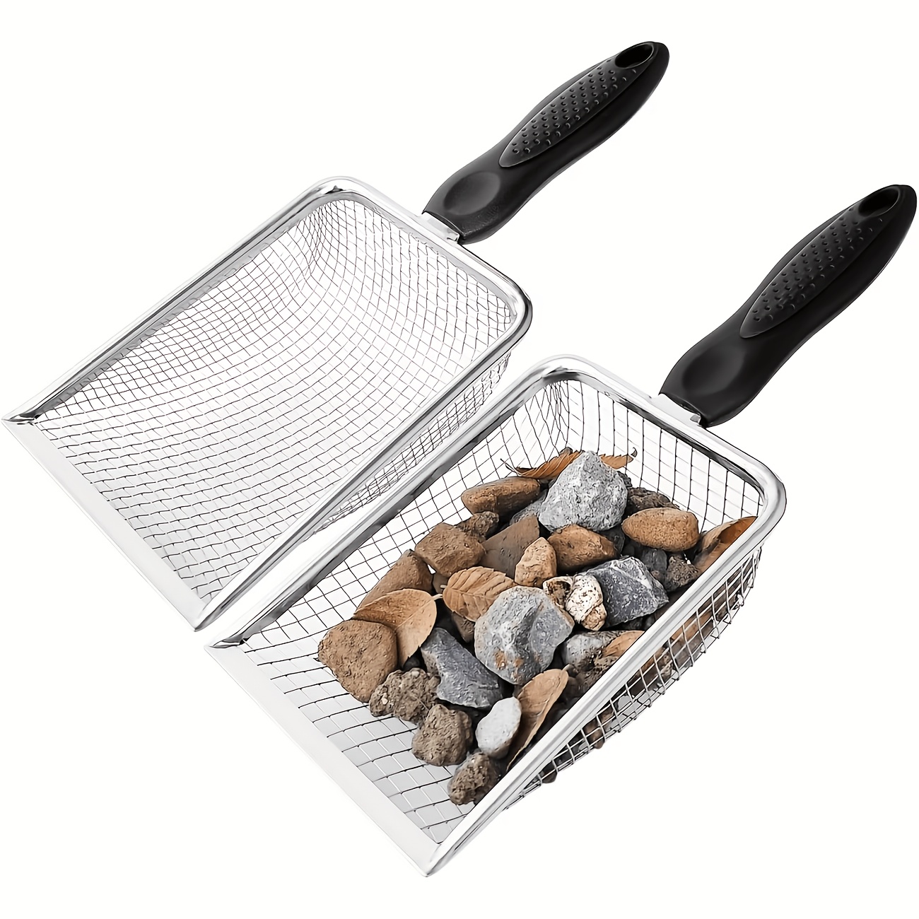 Image of 2pcs Garden Soil Sieve - Garden Sifter With Handle For Sand, Stones, Soil & Compost - Portable Gardening Sifter, Ideal For Gardening