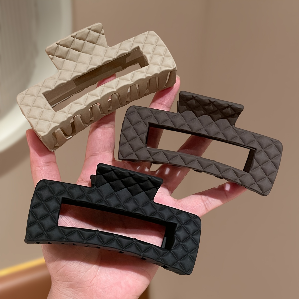 3pcs Premium Diamond Embossed Hair Clips Set