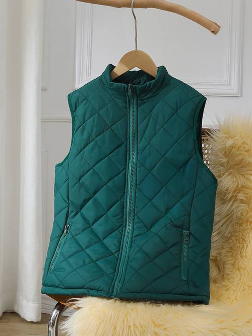 one warm quilted zip up vest for autumn and winter