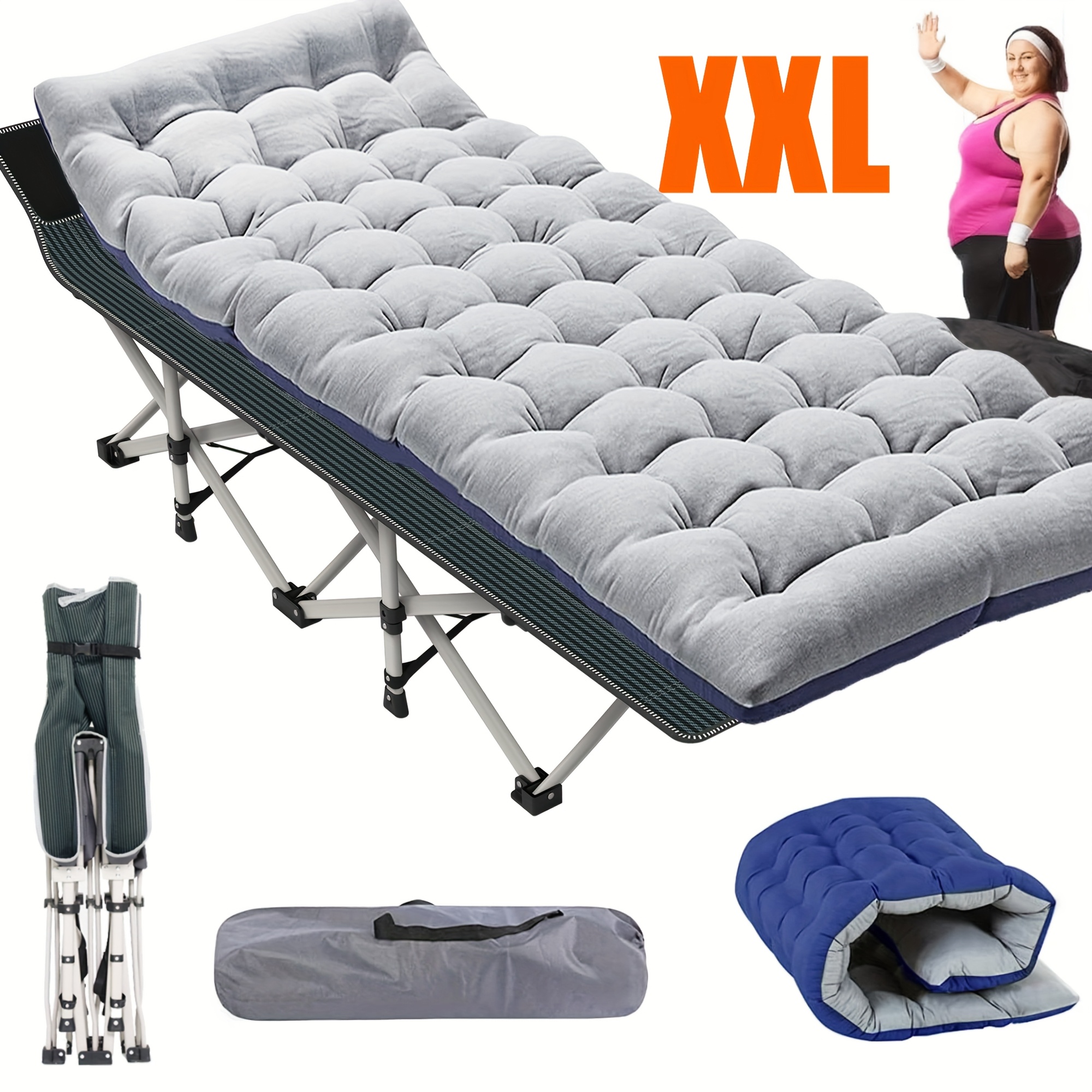 Image of Niceway Folding Camping Bed With A 4-inch Large/extra-large Detachable Cushion, An Outdoor Bed With A Weight Capacity Of 500 , And A Carrying Bag, Suitable For Outdoor Beach Camping And Play