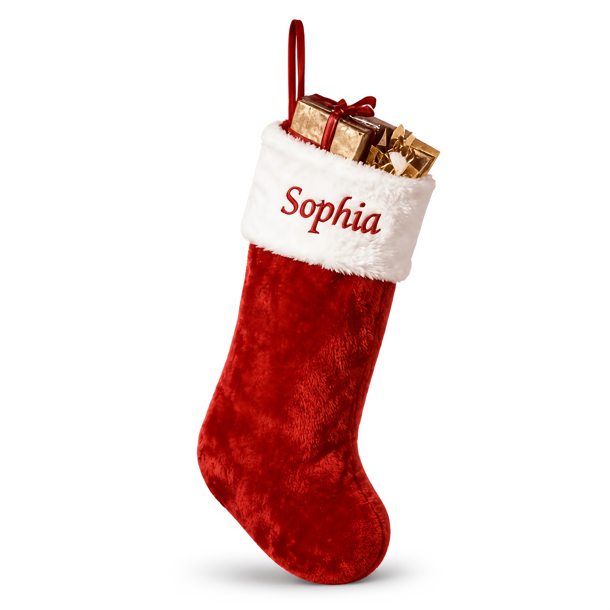 TEMU Custom Embroidered Name Christmas Socks Velvet Christmas Long Socks, Fireplace Christmas Decoration For Home, Personalized Holiday Gift, Large
