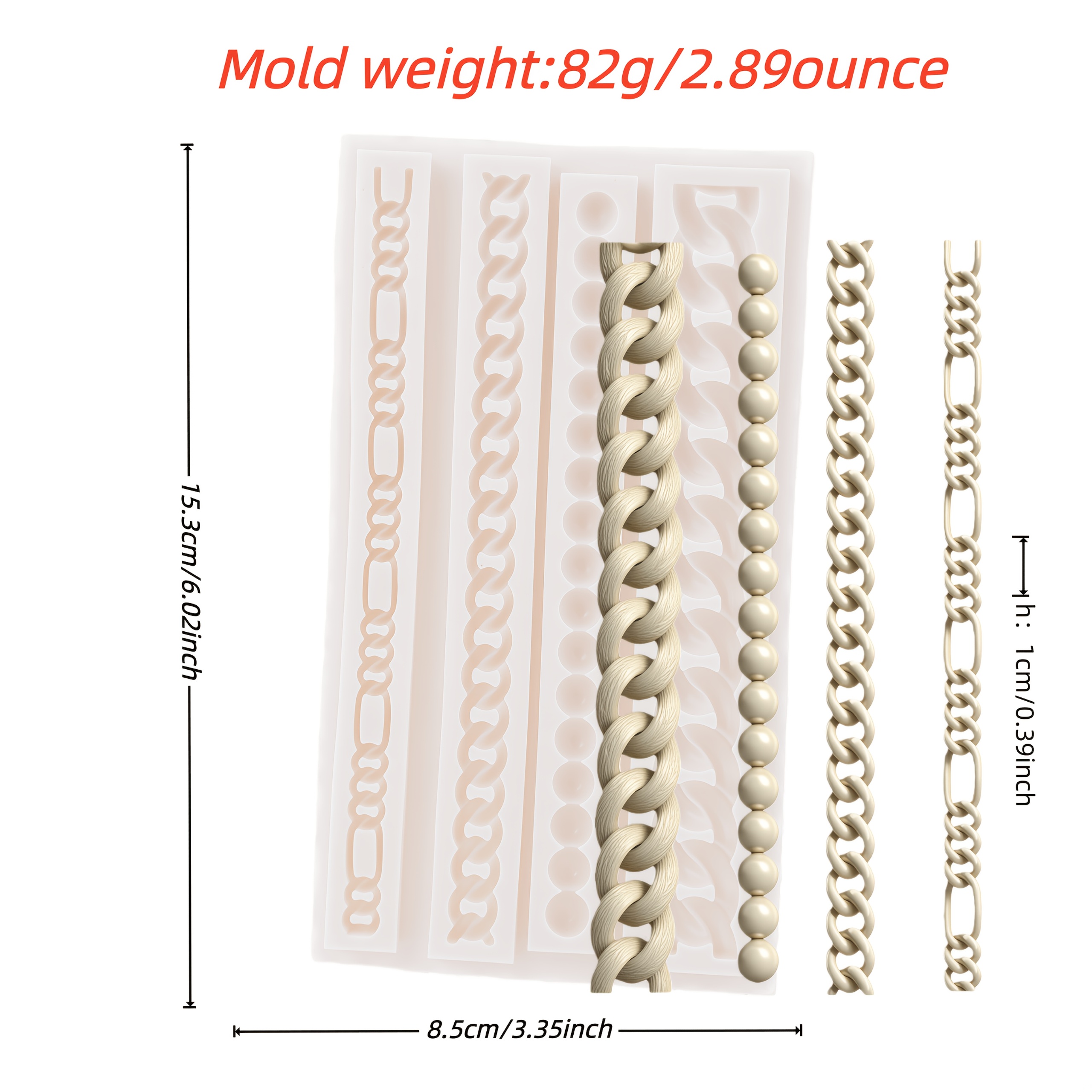 Image of 1pc Cream-themed Chain Silicone Mold, Retro Chain And Bead Design, Suitable For Party Cakes, Desserts, Chocolates, Handmade Candy And Pastry Fondant Molds, And Handicraft Casting Molds