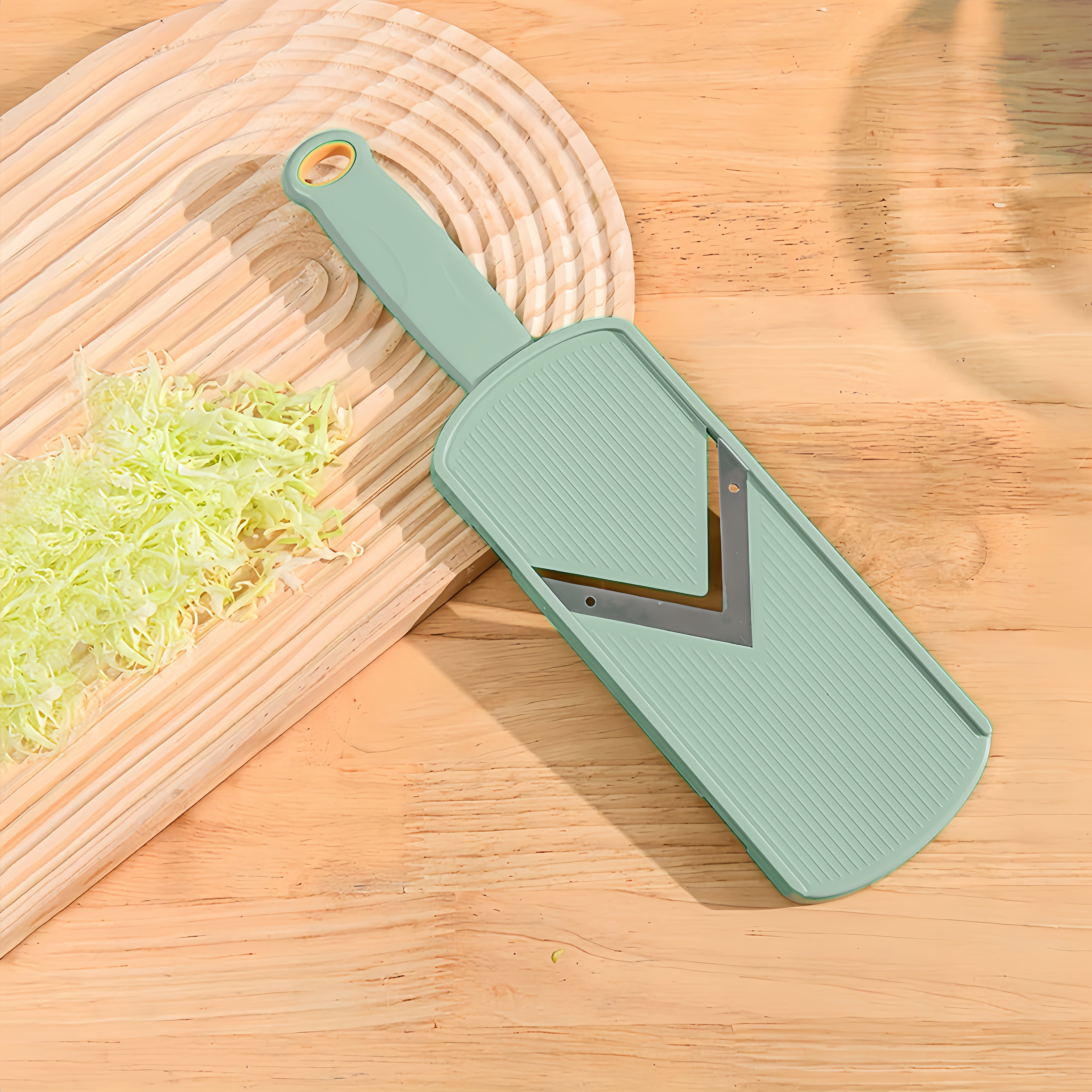 TEMU 1pc Manual Cabbage & Vegetable Slicer - Abs Plastic, Stainless Steel Blade, Ergonomic Handle For Cabbage & Carrot Prep - Kitchen Salad, ,