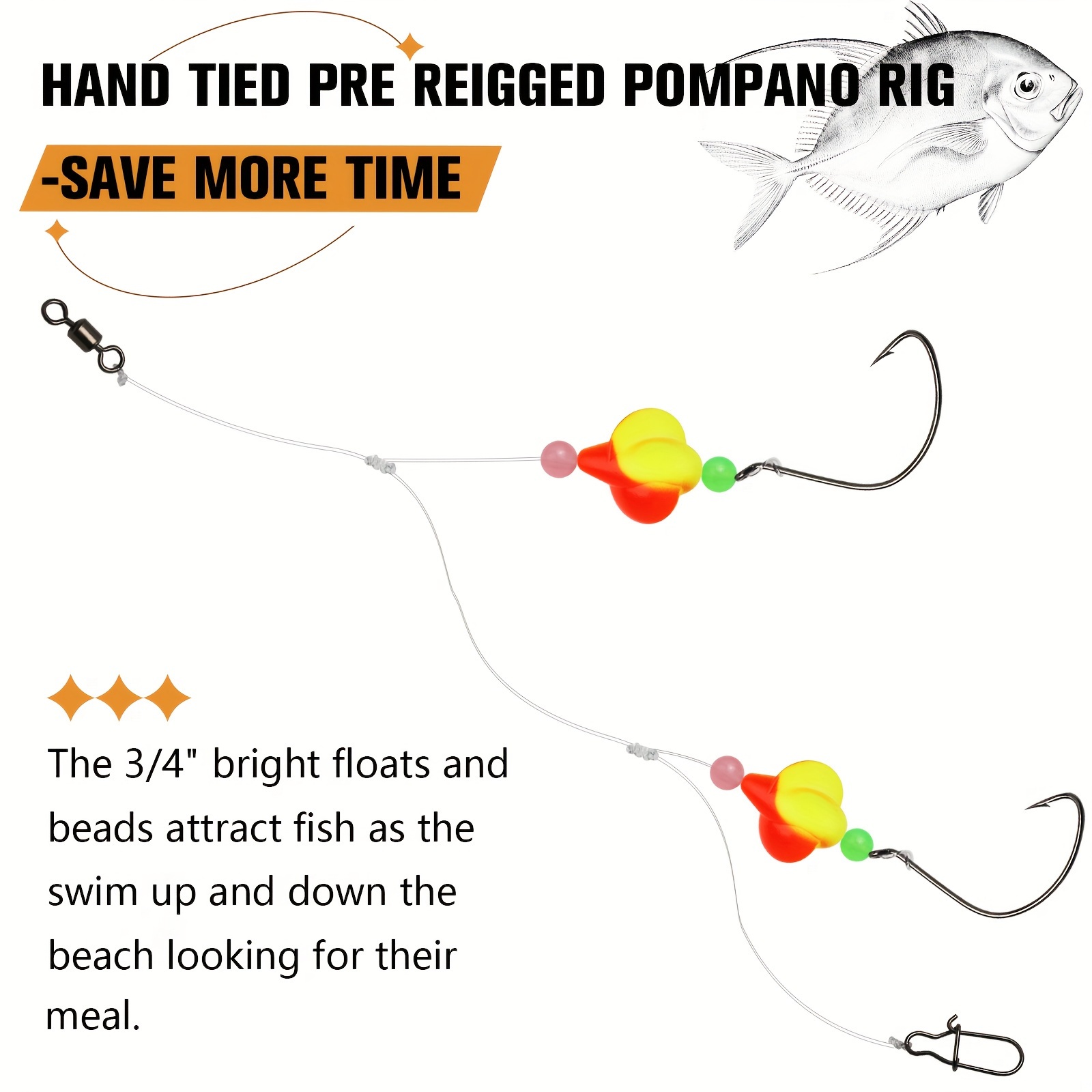 * 4pcs Pompano Rigs, Surf Fishing Rigs, Fishing Rigs For Saltwater