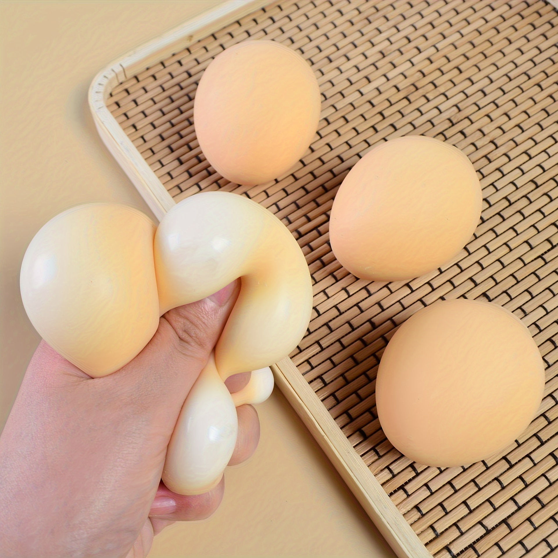 Lot de 5 balles jaunes d'œuf - Anti-stress - Pour soulager le stress -  Jaune d'œuf - Jouet anti-stress