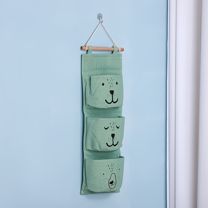 1pc Hanging Storage Bag, Cartoon Pattern Bag Behind The Door, Versatile Wall-mounted Bag For Bedroom