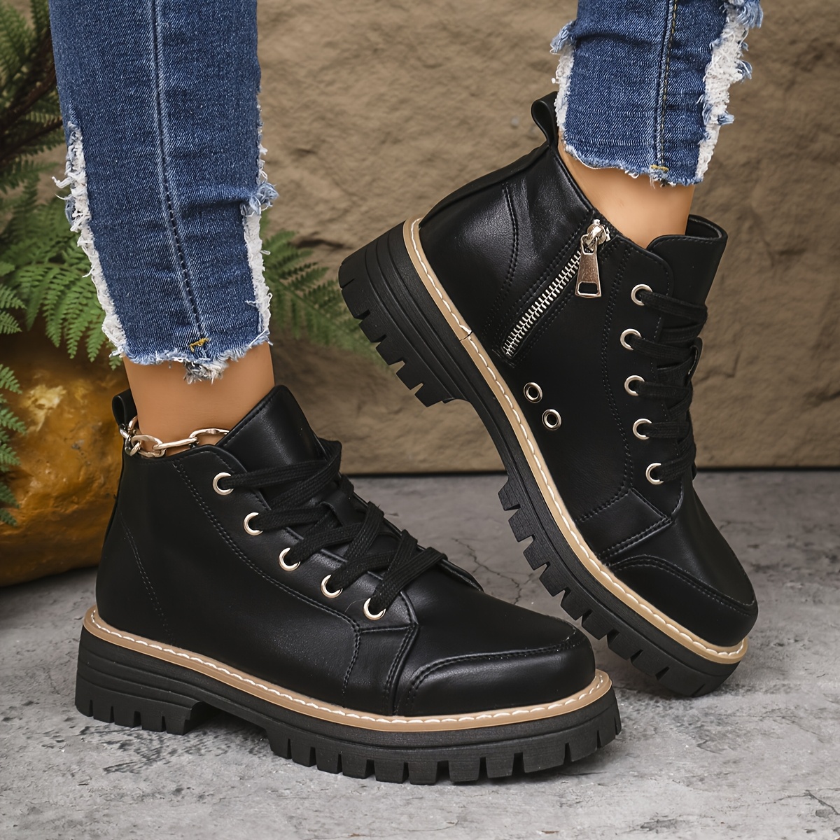 botas altas pu negras cómodas elegantes moda duraderas Temu Colombia