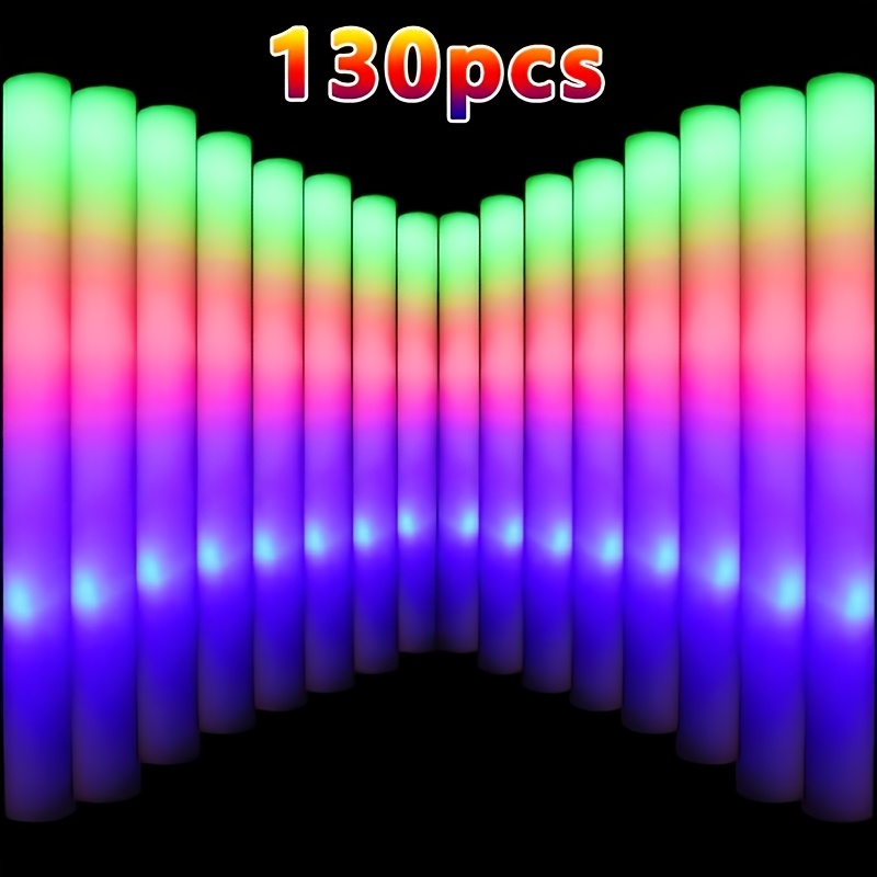 130pcs 33cm Led Foam Light Bulk - 3-color For Weddings, Sporting Events, Concerts, Camping Glow, Light Celebrations, Party Packs, The Best Set Of Supplies For A