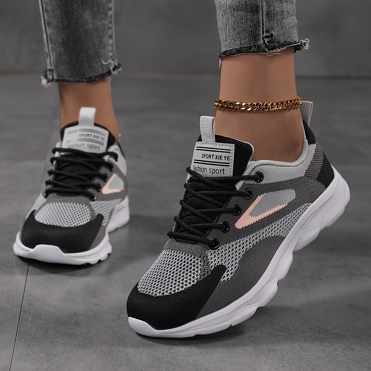 vrouwen kleurblok casual sneakers veters platform zachte Temu