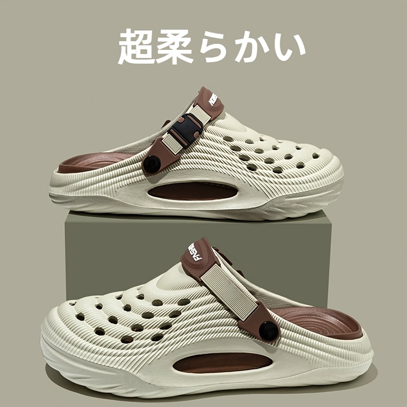 TEMU 【メンズ】ホールシューズ サンダル ソフ ウォーキングシューズ アウトドア ガーデンシューズ ビーチサンダル 海辺ビーチ両用