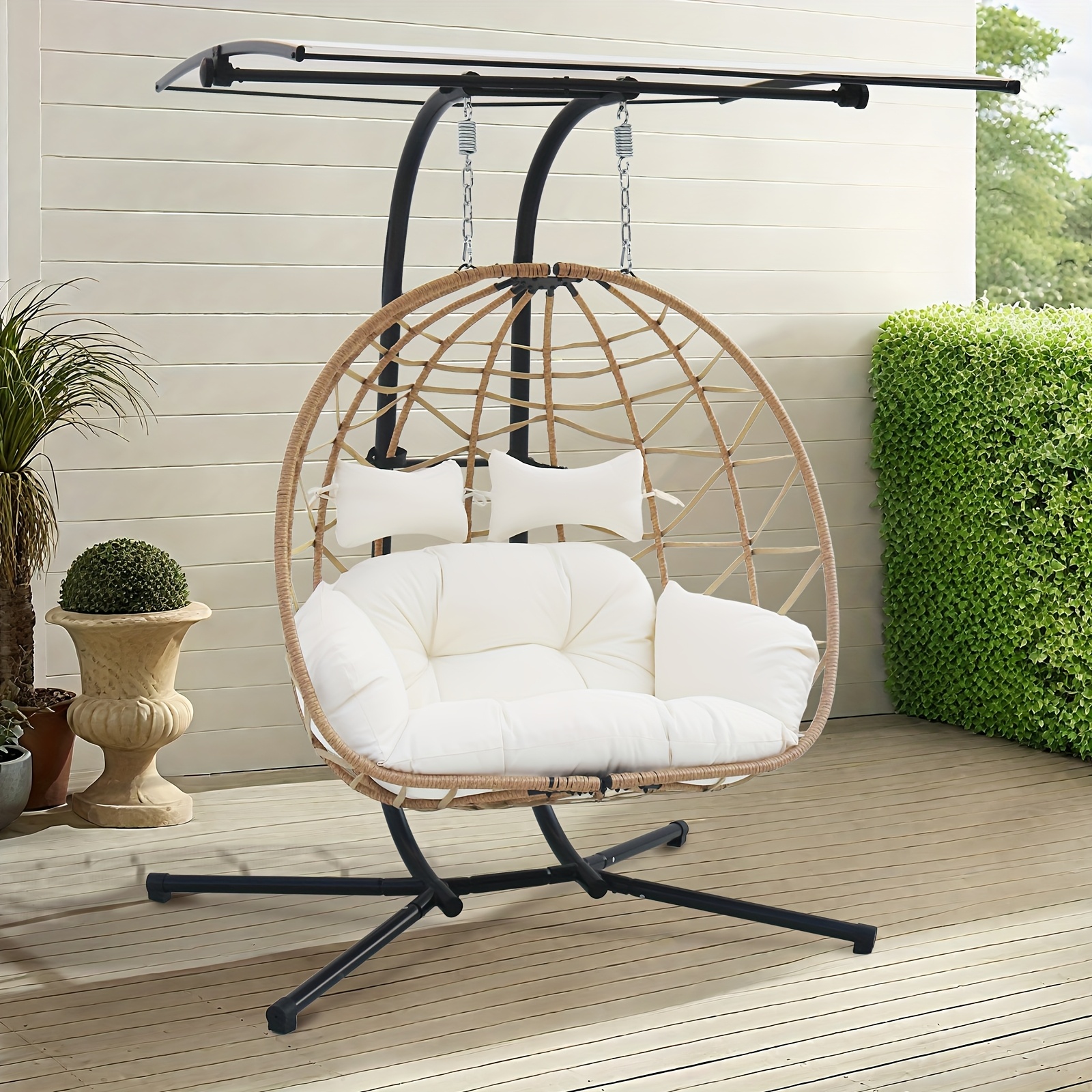Hivvago Hanging Egg Chair PE Rattan Swing Hammock Chair With