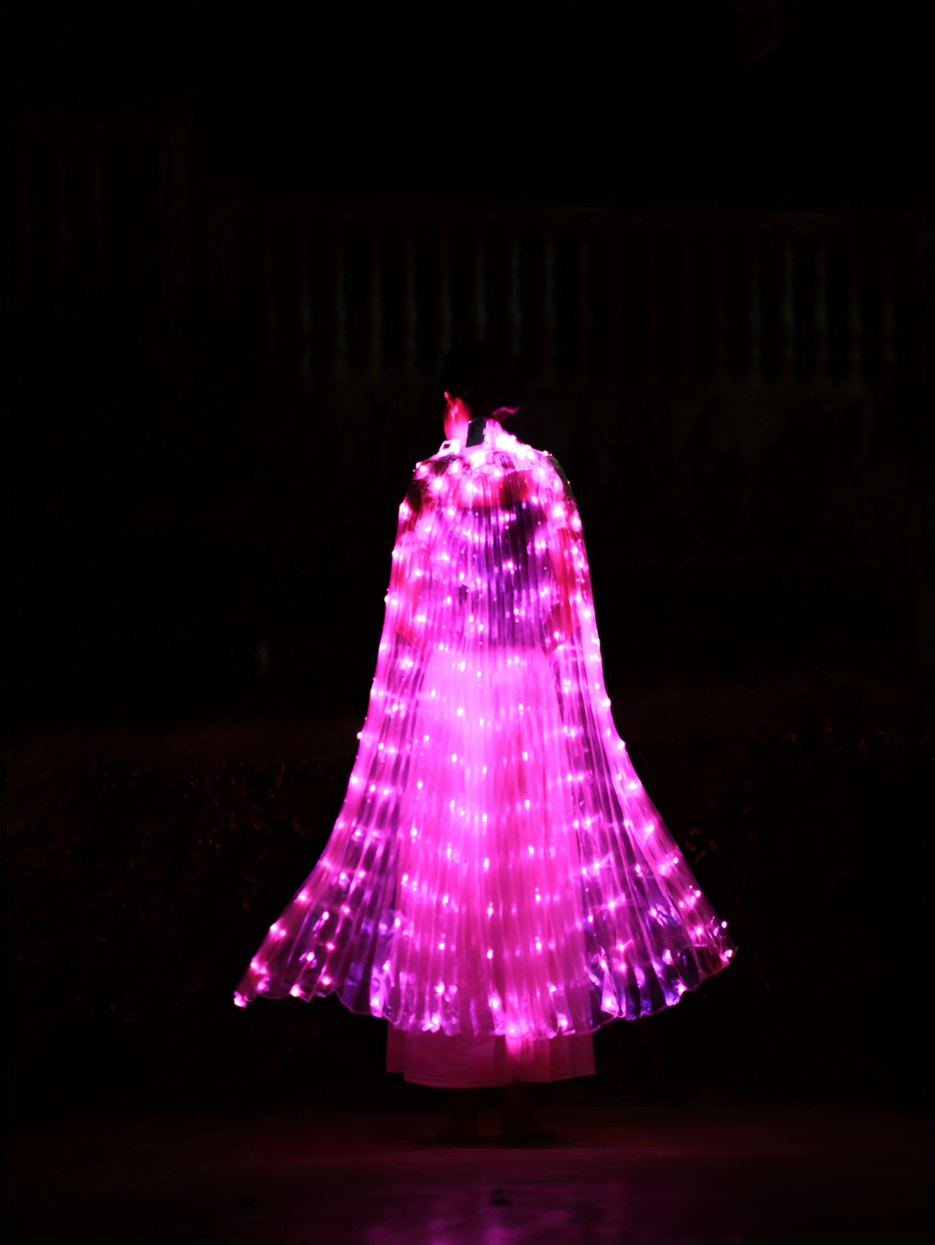 1pc led light up angel wings costume sexy halter neck polyester pleated skirt sleeveless long length dry battery powered for stage performance birthday halloween christmas new year festive room home decor theme party accessory