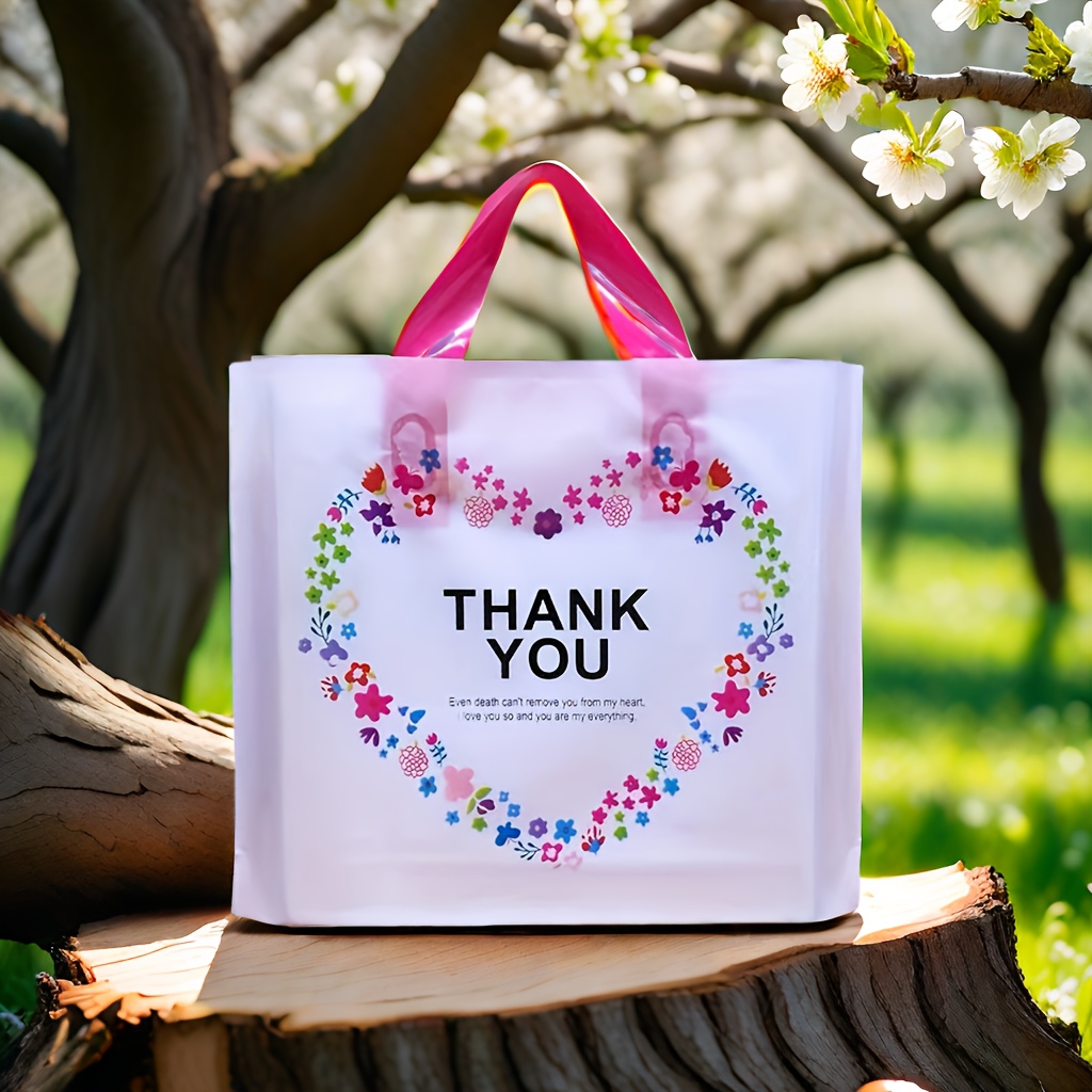 

50-piece Premium Thick Tote Bags With 'thank You' Design - 11.8" Waterproof & Non-slip, Perfect For Gifts, Shopping, Weddings, Birthdays & More - Versatile For Boutiques, Cosmetics, Supermarkets