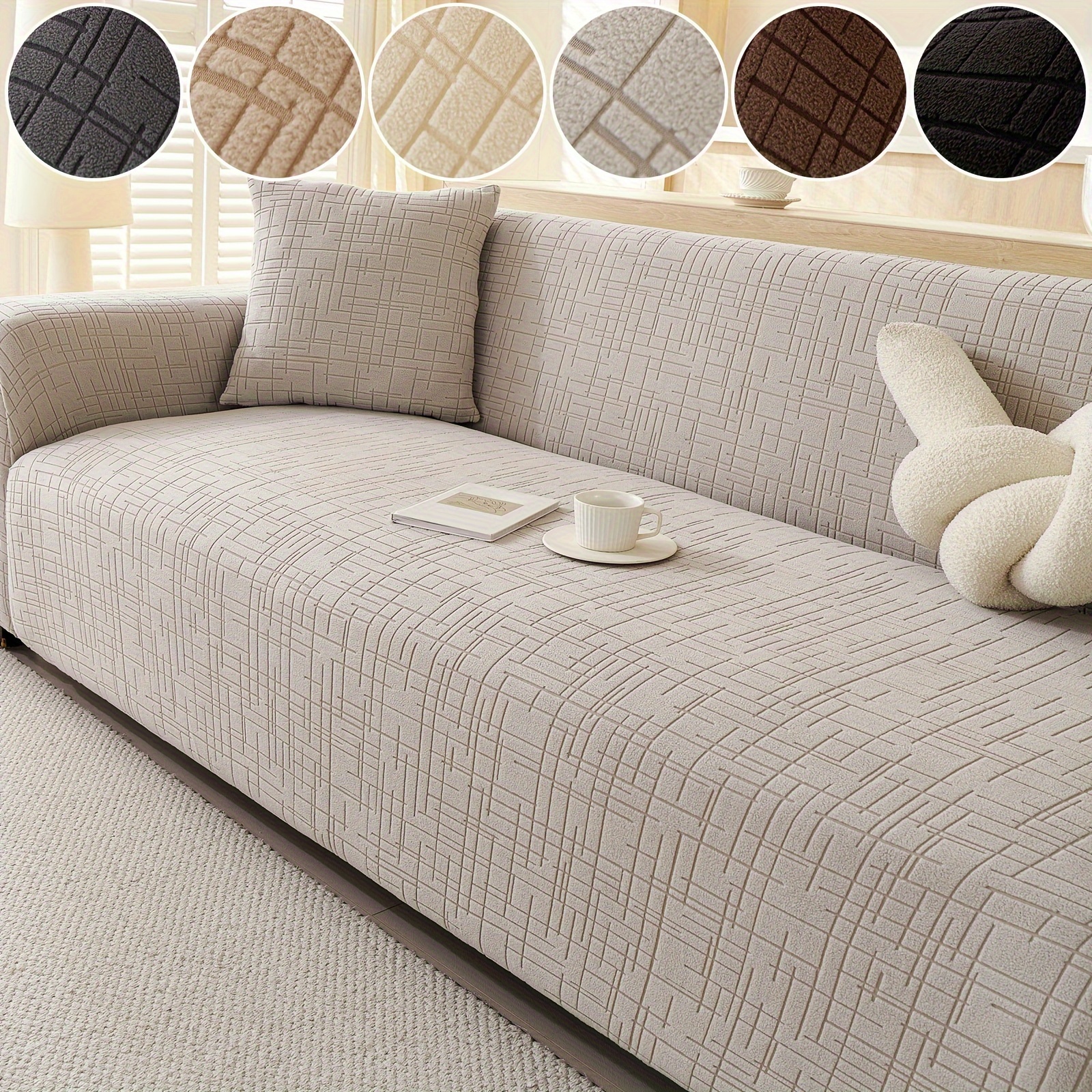 

1pc Stretchable Polar Fleece Sofa Cover - Modern , Pet-friendly Couch Protector For All , Living Room, Bedroom, Office Decor