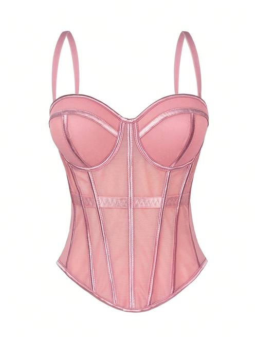elegant mesh see through boned corset corset for outerwear elegant tight fitting suspender tube performance suspender top womens clothing