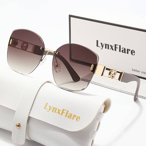 lynxflare womens glasses with embellishments on the temples is full of frameless gradient lenses and daily outfits instantly into luxury trendy