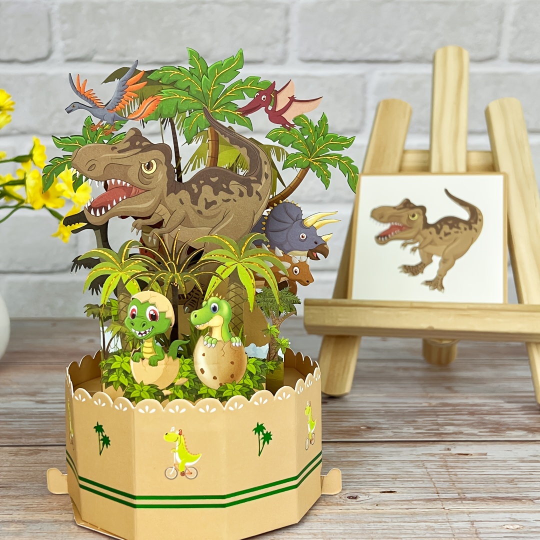 E-shop Pop-Up Dinosaurier-Grußkarte mit Umschlag, Cartoon-Thema für Geburtstage, Weihnachten, Erntedankfest, Ostern, Tag der Freundschaft, Schulanfang,