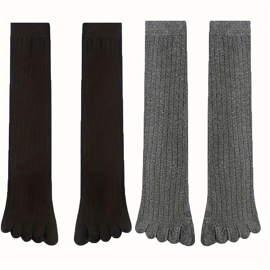 Image of /4 Pairs Toe Socks Men's Calf Socks Men's Long Tube Toe Separating Socks Men's Socks Anti-odor Sweat-absorbing, Sweat-resistant