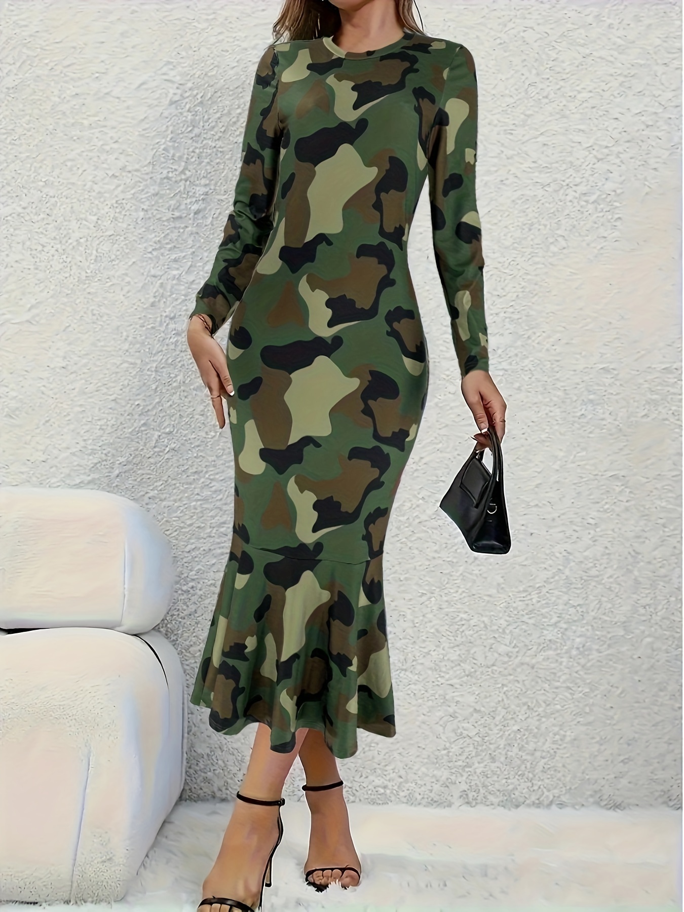 knee length dresses for ladies NOW YOU SEE ME CAMO PRINT MAXI DRESS – AKIRA