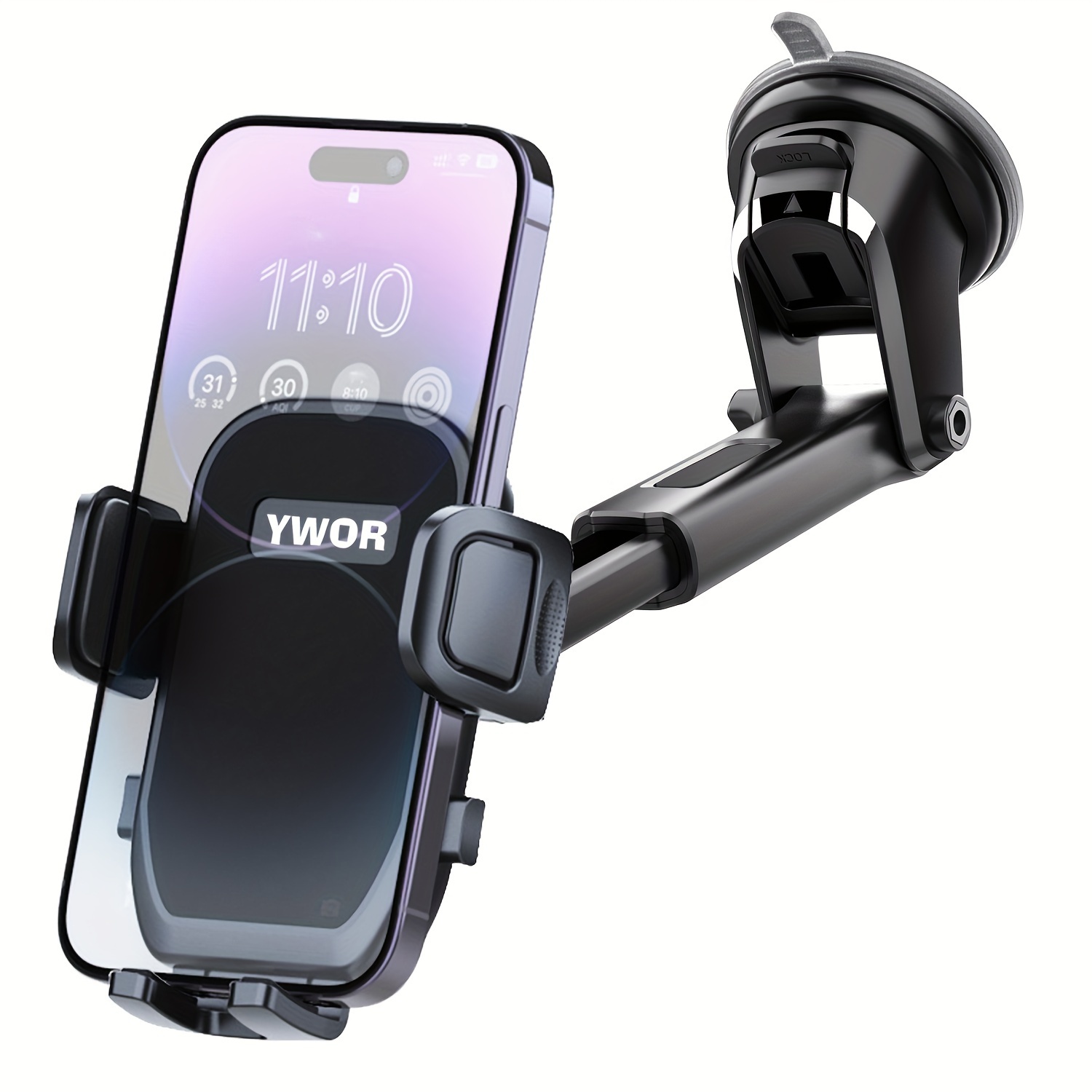 

Ywor Dashboard Car Phone Mount With Suction Cup And Gel Pad - Rotatable, Waterproof, Fits All Vehicles