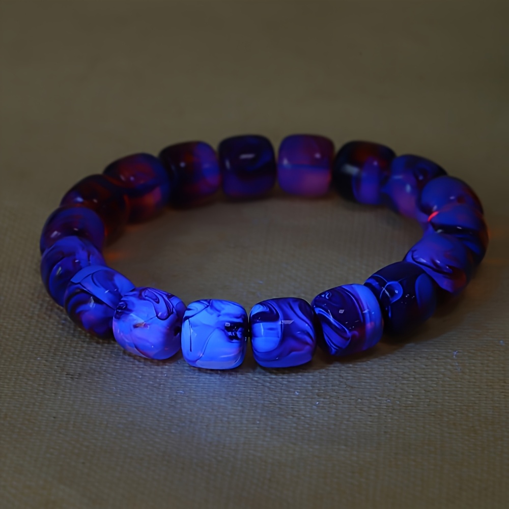 Bohemian Bloodstone Amber Translucent Barrel Bead Bracelet