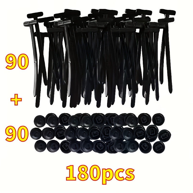 TEMU 180pcs (90pcs Of Ties + 90pcs Of Fixing Clips) Heavy-duty Self-locking Nylon Ties, Multi-functional Ties With Fixing Nails, Durable Nylon Ties