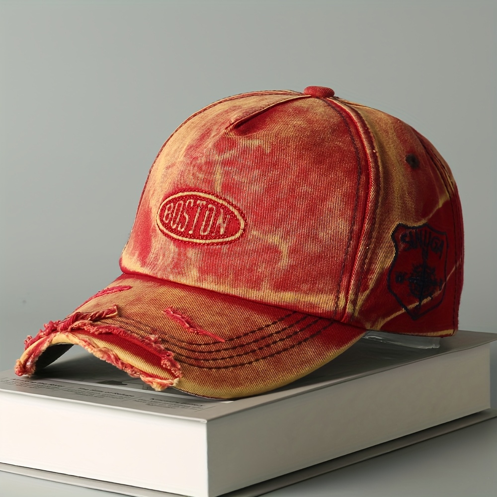 E-shop Gewaschene Herren Baseball Cap im Vintage-Stil mit großem Schirm, weiche Damen Cap, Retro perforierte, mattierte Duckbill Cap, vielseitiger