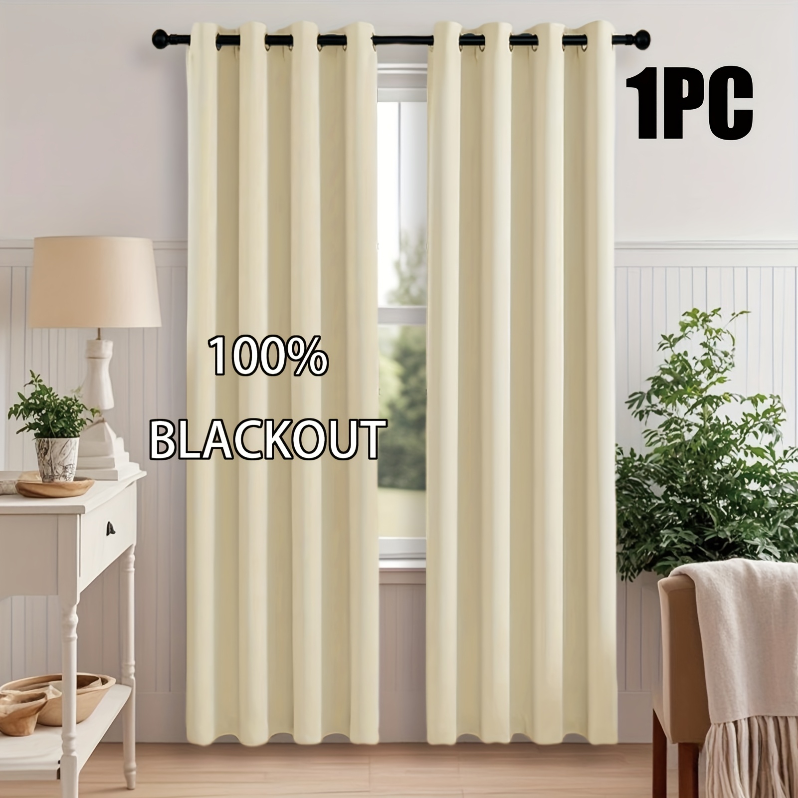 Lot De 2 Rideaux Occultants Beige 132x183 Cm - Isolation Thermique Et Acoustique, Polyester 750 G/m², œillets Métalliques