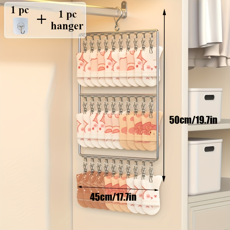 TEMU 1pc Stainless Steel Multi-coat Rack, With 20-coat / 30-coat Racks, Suitable For Storing Hats, Socks And Underwear, Ideal For Home And Dormitory