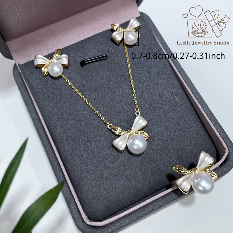 Classic Luxury Freshwater Pearl Jewelry Set, Necklace, Earrings & Ring