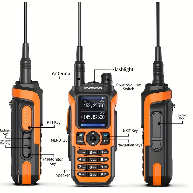 портативна хам , walkie talkies со долг достапен uhf vhf двојна , 2-начинска , комплетен сет, type-c кабел и подобрени функции walkie talkie Детали за производот 4