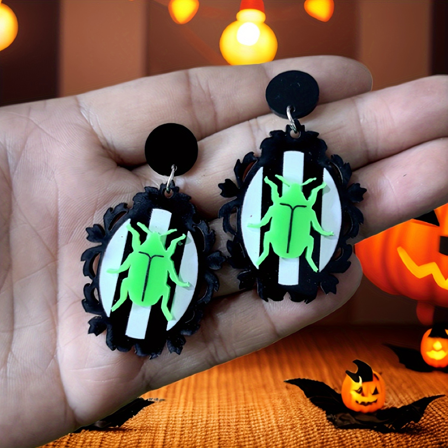 

Vintage Cute Dangle Earrings – Acrylic Gothic Insect Drop Earrings For Daily & Party, Animal-themed No-plating Jewelry, Alloy Ear Needle – All Season Accessory