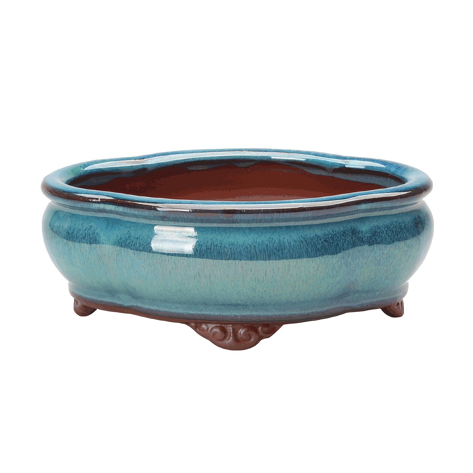 TEMU 1pc Succulent Pots, 6 Inch Large Succulent Planters With Drainage Ceramic Bonsai Pot With Tray For Indoor Outdoor Plants Garden Decorative Plant